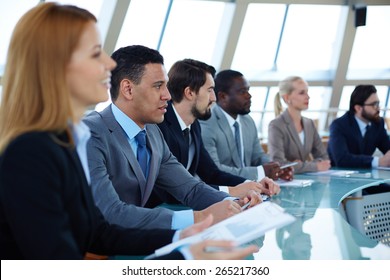 Row Serious Business People Attending Seminar Stock Photo 265217360 ...