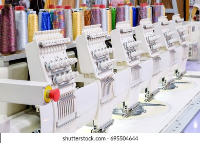 Row Sewing Machine On Factory Industry Stock Photo (Edit Now) 695504644