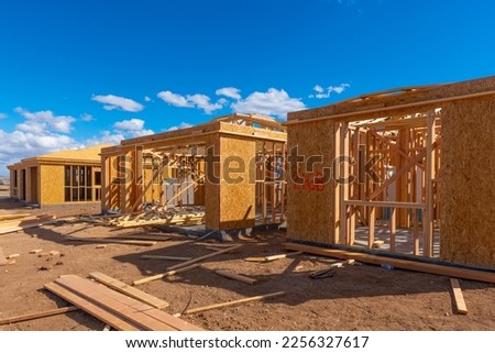 A row of single family dwellings going up in Kingman, Arizona.