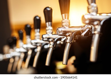 Row Of Taps In A Beer Tap