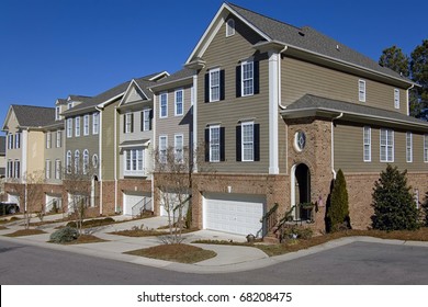 Row of townhomes with garages