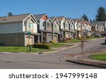 Row of townhomes in a neighborhood Gresham Oregon. 