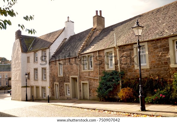 Row Traditional Cottages Scottish Village Linlithgow Stock Photo