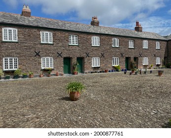 Row of Traditional Victorian Terraced Granite Stone Alms Houses at Salem Square in the North Devon Town of Barnstaple, England, UK