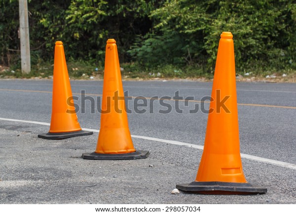 Row of Traffic cone in the
road