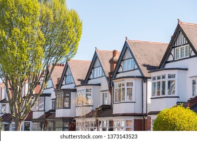 A row of typical British suburban houses