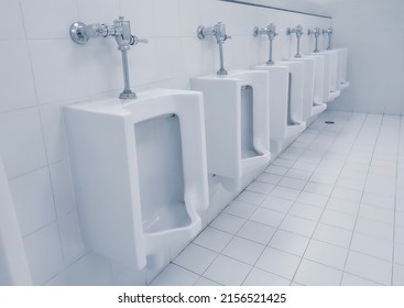 Row Of Urinal For Men In The Toilet Or Rest Room