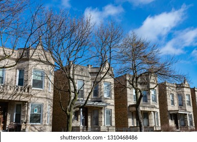 A Row Of Very Similar Houses In Logan Square Chicago