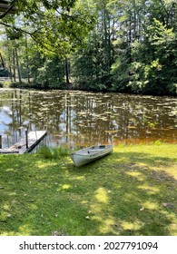 Rowboat On Pond In Lake Luzerne, NY Adirondack Park