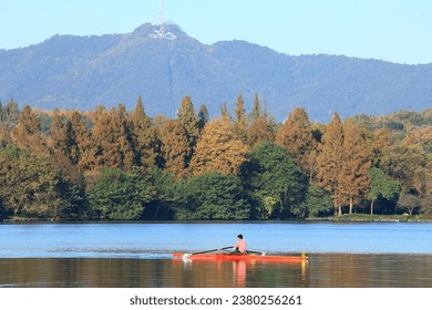 Rower Practicing in West Lake, Hangzhou, China - Powered by Shutterstock