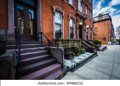 Rowhouses In Mount Vernon, Baltimore, Maryland.