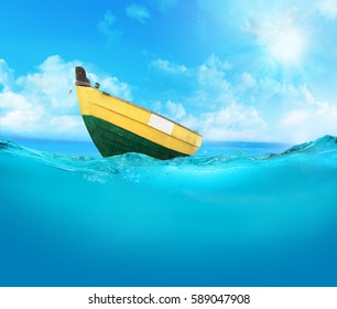 Rowing Boat On The Sea.