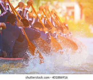 rowing team race and color tone effect - Shutterstock ID 401886916