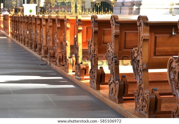 Rows Benches Church Stock Image Download Now