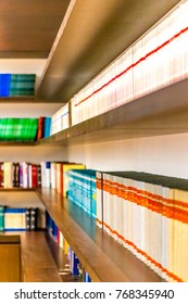 Rows Of Books On Bookshelves In A Law Firm