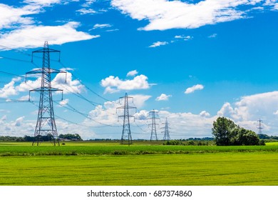 Rows of British Electricity Pylons