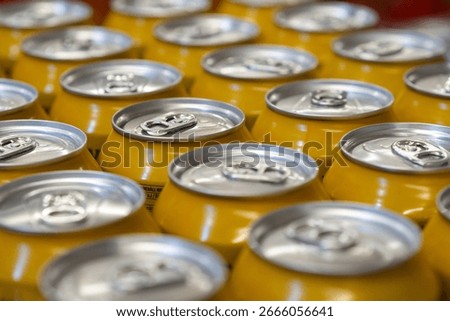 Rows of Canned Beverages Ready for Refreshment
