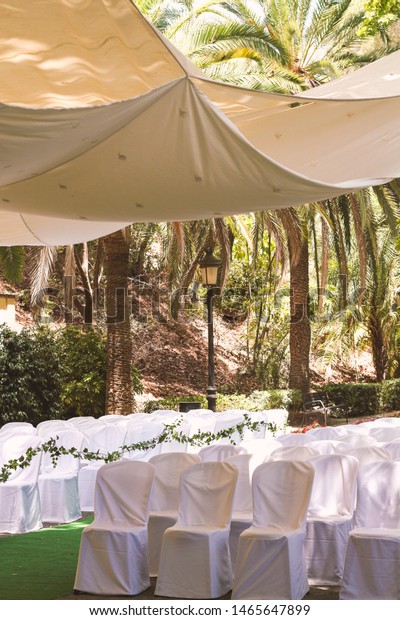 Rows Chairs White Capes Guests Wedding Stock Photo Edit Now