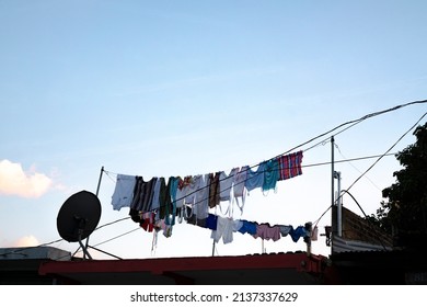 Rows Clothes Hanging On Ropes Air Stock Photo 2137337629 | Shutterstock