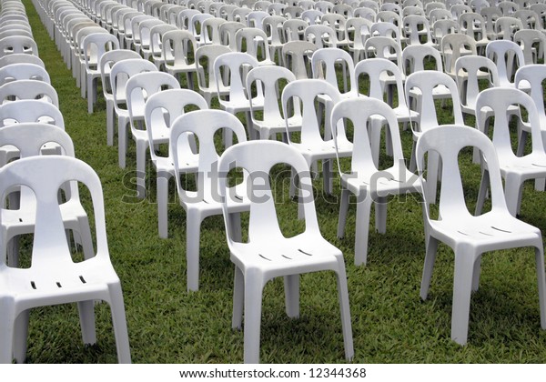 Rows Columns White Monoblock Chairs Stock Photo Edit Now