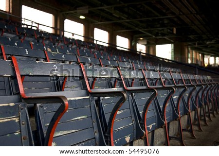 Rows of empty seats in a ballfield