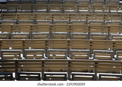 Rows Of Folding Chairs In An Outdoor Theater. Bandstand.