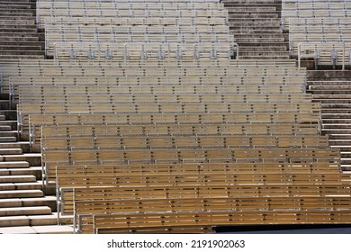 Rows Of Folding Chairs In An Outdoor Theater. Bandstand.