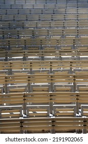 Rows Of Folding Chairs In An Outdoor Theater. Bandstand.