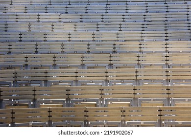 Rows Of Folding Chairs In An Outdoor Theater. Bandstand.