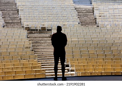 Rows Of Folding Chairs In An Outdoor Theater. Bandstand.