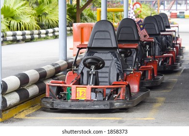 Rows of go karts