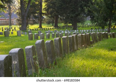 Rows Of Gravestones For Soldiers That Died In The Battle Of Antietam