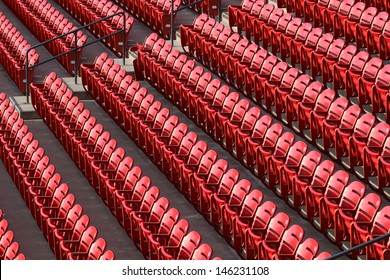 Rows of Red Sports Stadium seats