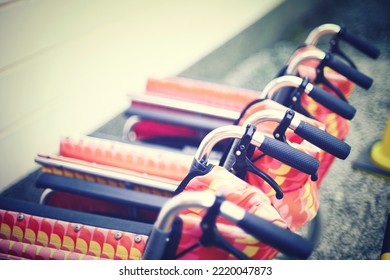 Rows Of Red Wheelchair Handles