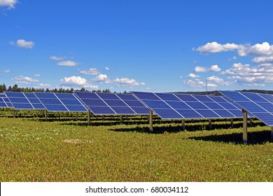 Modern Solar Panels Front Blue Sky Stock Photo (Edit Now) 136762892