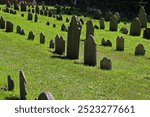 Rows of tombstones, froms the 1660