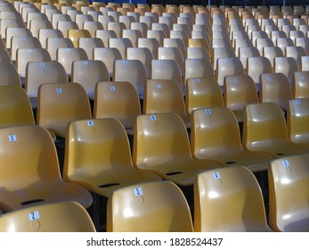 Rows Of Yellow Stadium Seats