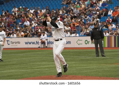 Roy Halladay, A Major League Pitcher, In The Wind-up