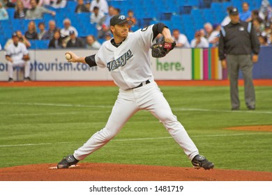 Roy Halladay Pitching At Rogers Centre In Toronto