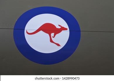 Royal Australian Air Force roundel sign and symbol. No people. Copy space
