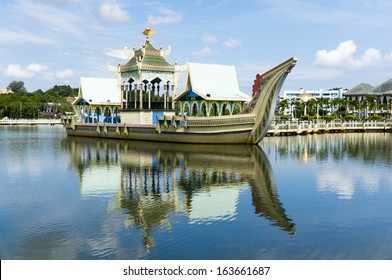 Royal barge at Masjid Sultan Omar Ali Saifuddin Mosque in Bandar Seri Begawan, Brunei Darussalam. Brunei plan to implement sharia law soon.