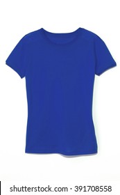 Royal Blue Colored Tshirt Isolated Over White Background