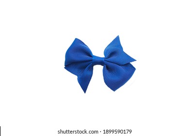 Royal Blue Hair Bow Isolated On White.