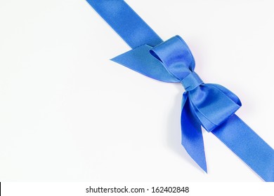 Royal Blue Ribbon And Bow Isolated On White