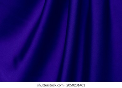 Royal Blue Silk Fabric With Drapery - Background For Design