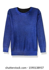 Royal Blue Sweater On White Background