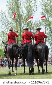 Royal Canadian Mountain Police Parade With Horses. 