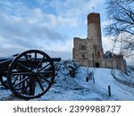 The Royal Castle in Chęciny from the 13th and 14th centuries in Poland. Polish castles. Castle in Chęciny in winter