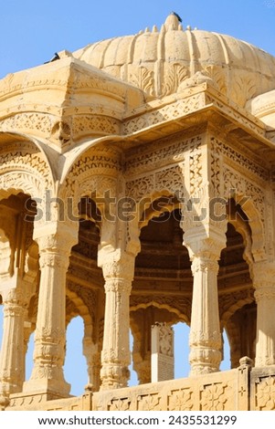 The Royal Cenotaphs at Bada Bagh, a garden complex located approximately 6 km north of Jaisalmer on the way to Ramgarh, in the state of Rajasthan, India.