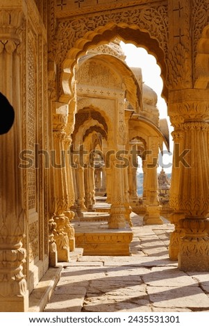 The Royal Cenotaphs at Bada Bagh, a garden complex located approximately 6 km north of Jaisalmer on the way to Ramgarh, in the state of Rajasthan, India.